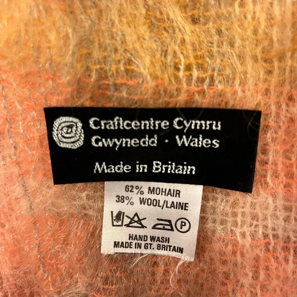 Craftcentre Cymru Gwynedd Wales Britain Scarf Multicolored Wool Mohair 70 X 9